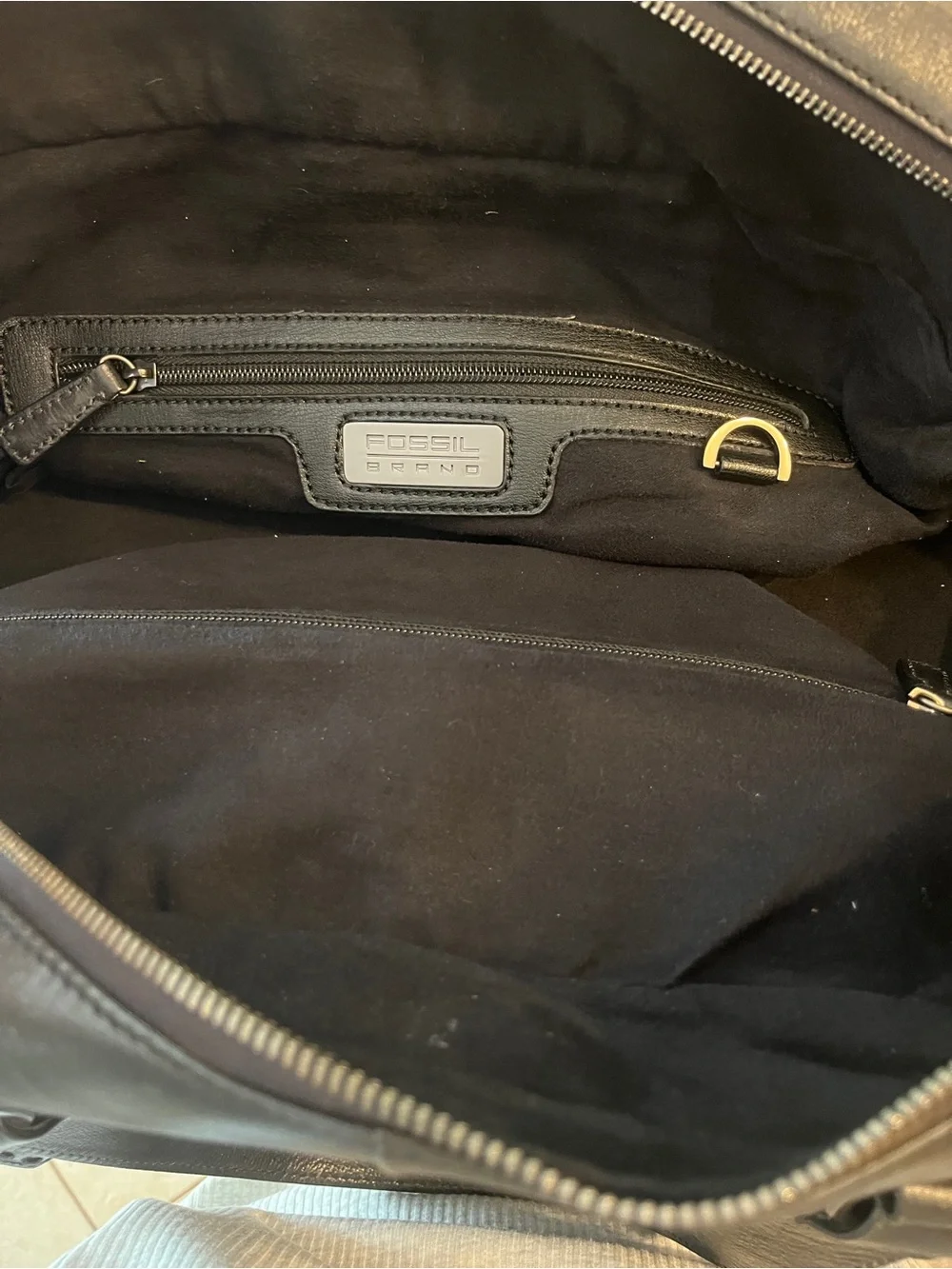 Vintage Fossil Brand Black Leather Weekender Duffel Bag